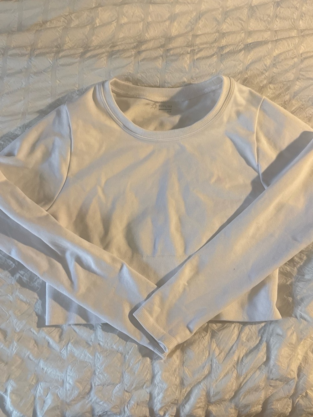 aerie White Long Sleeve Crewneck Top